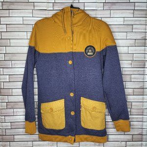 DC Shoes Women's Small Bayroad Full Zip‎ Hoodie Blue Brown Warm Snow Jacket